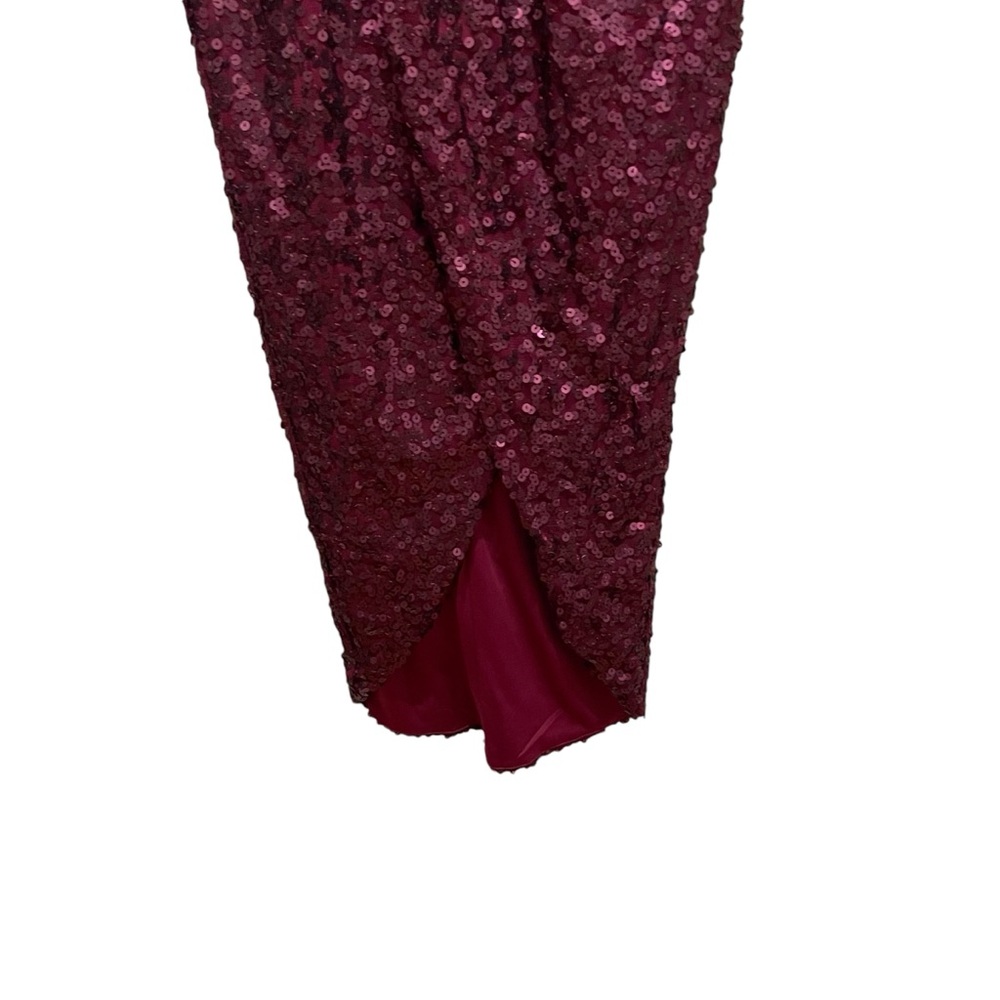 Jessica simpson purple formal sequin wrap gown tulip skirt beaded waist size 4 - Picture 2 of 9